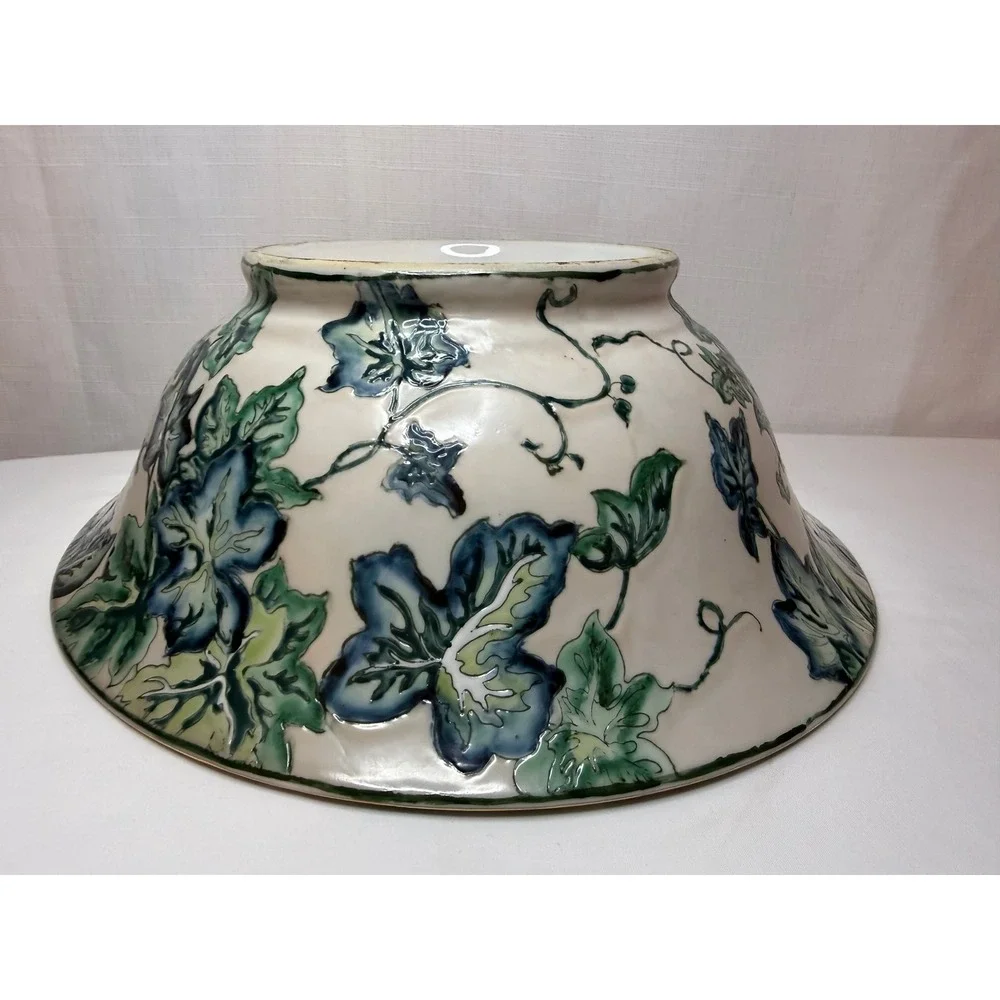 Large Vintage Chinese Ivy Floral Bowl Oklahoma Importing‎ Co 12